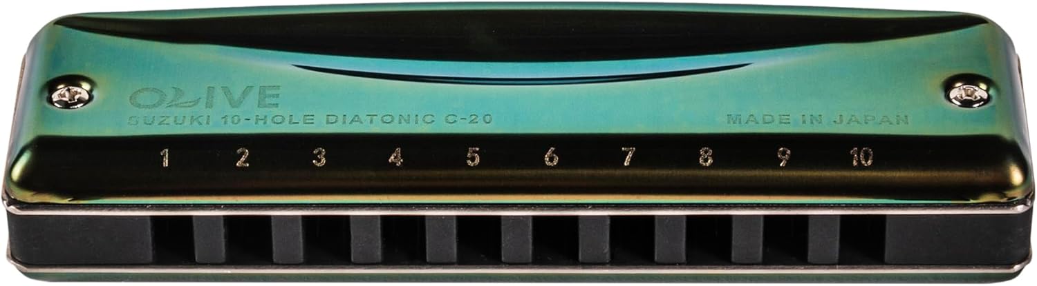 Suzuki C-20-AB Olive 10-Hole Diatonic Harmonica, Key of Ab