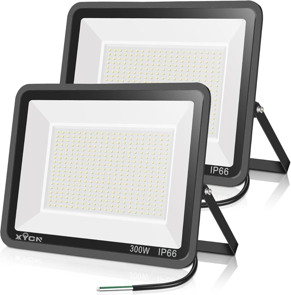2 pack 300W LED Flood Light(2000W Equivalent),Super Bright 42,500LM 5000K Daylight IP66 Waterproof Security Outdoor LED Arena Lights Commercial Lighting Floodlight for Backyard|Court|Stadium|Yard