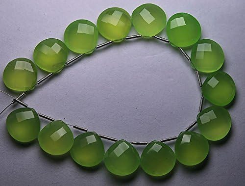 5 matched pair, quality,prehnite chalcedony faceted heart shape briolettes 14x14mm
