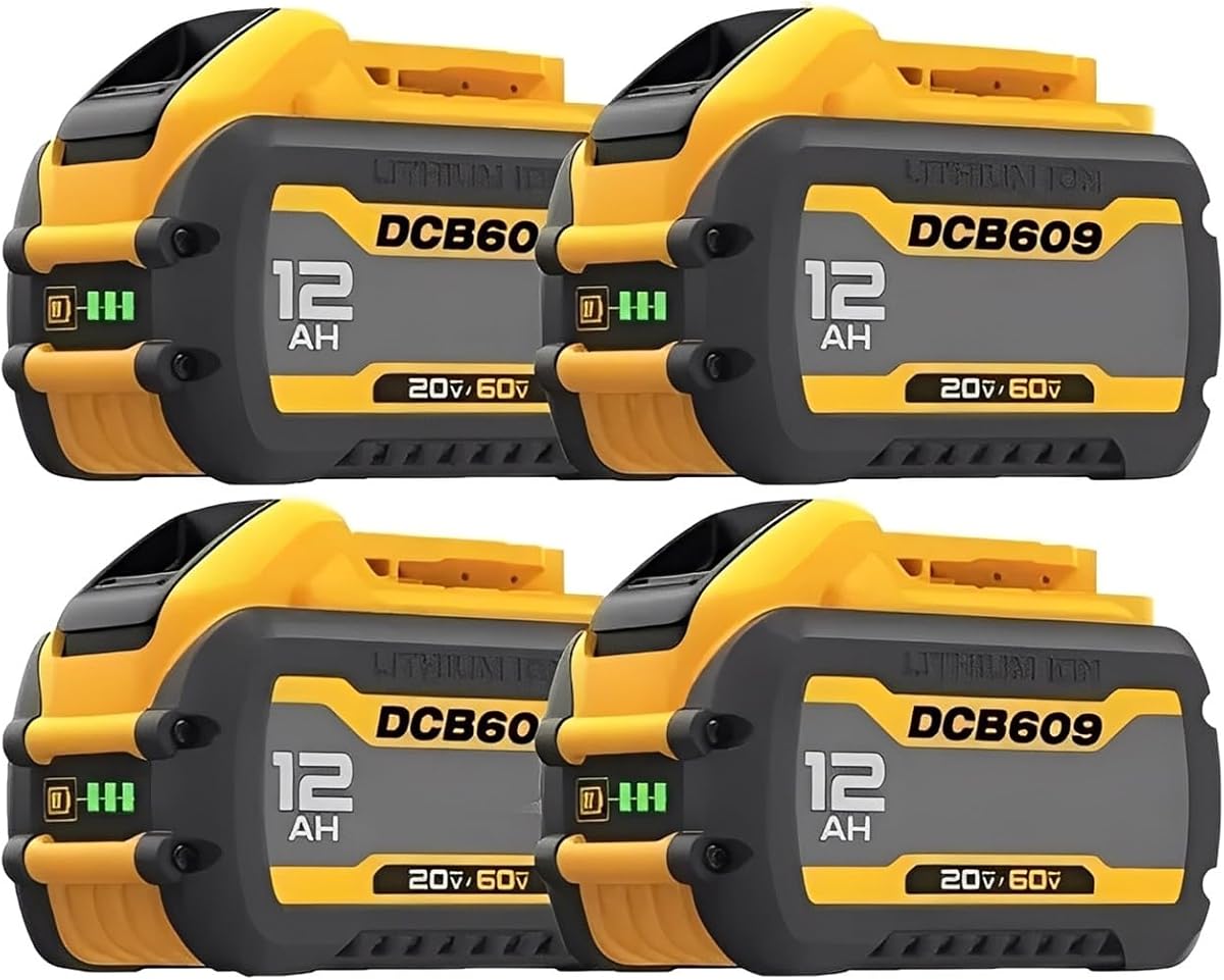 OUTMX High Capacity 12.0Ah Battery Compatible for Dewalt 20V 60V MAX Battery DCB606 DCB609 DCB612 Cordless Tools Replacement(4PACK)