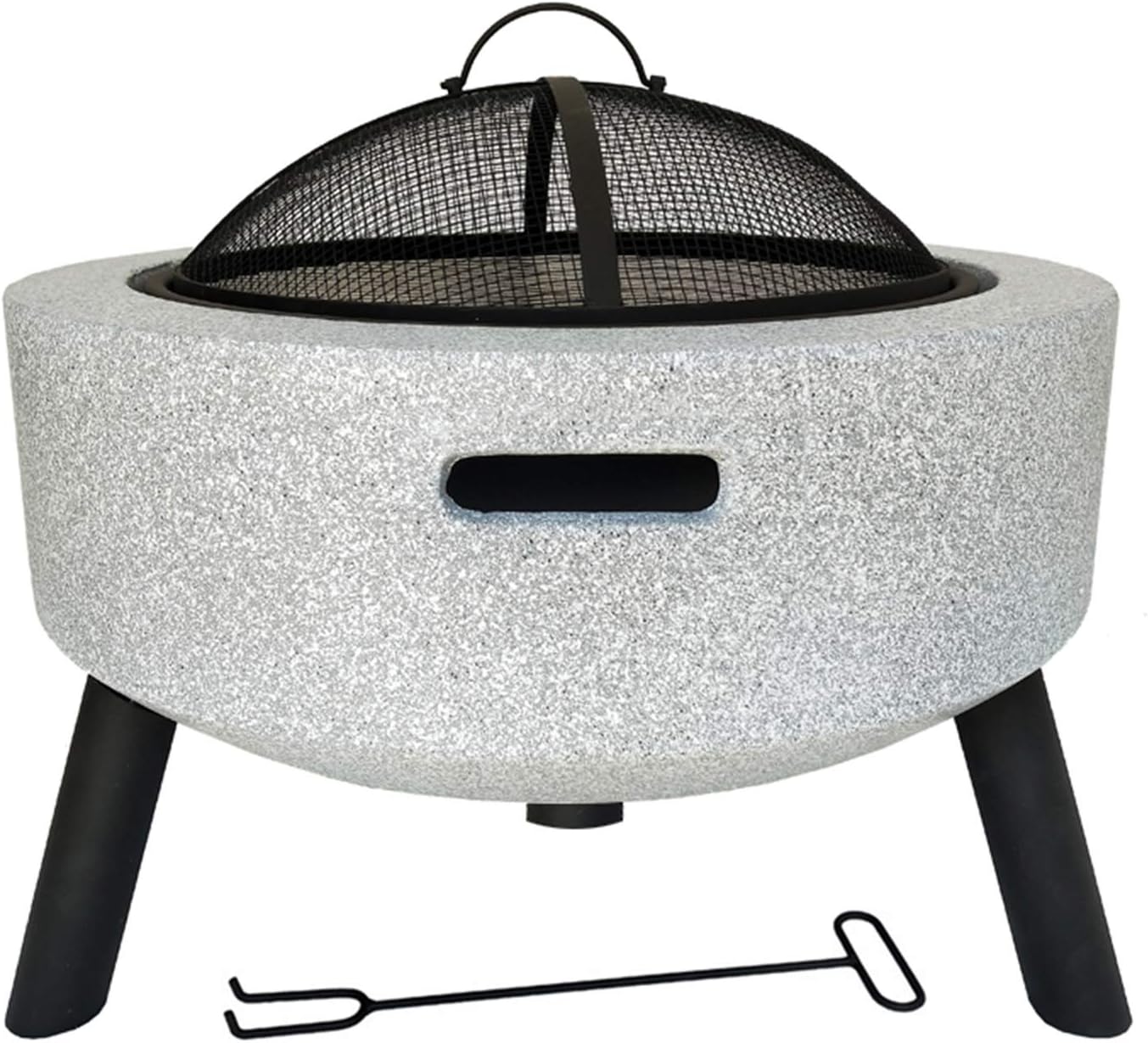 HWOEK Garden Fire Pit Patio Fire Bowl Fire Pit with BBQ Patio Heater/BBQ/Ice Pit with Waterproof Cover (3 in 1Fire PitTable & Grill),White