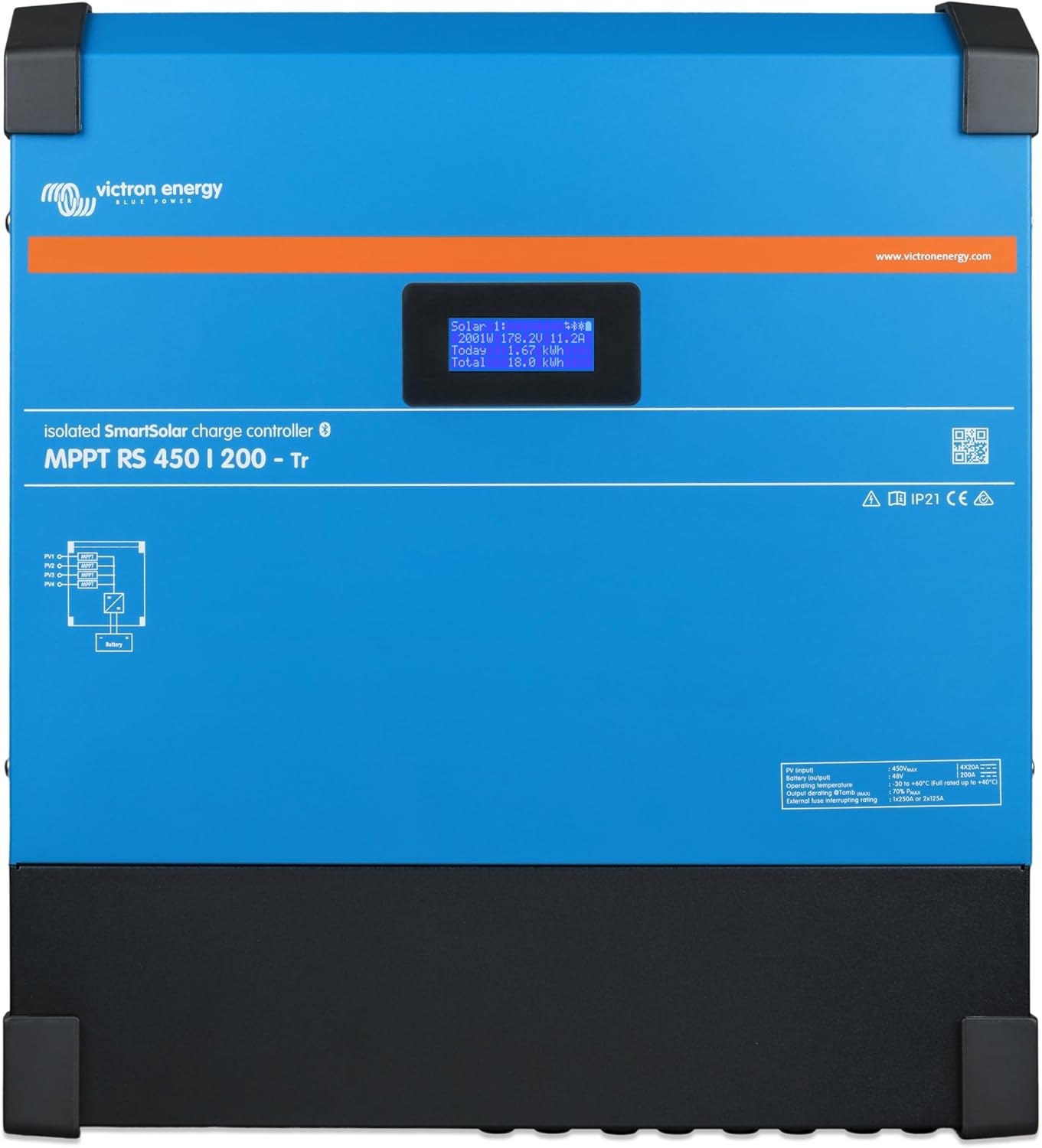 Victron Energy SmartSolar MPPT RS 450V DC 200 amp 48-Volt Tr Solar Charge Controller (Bluetooth)