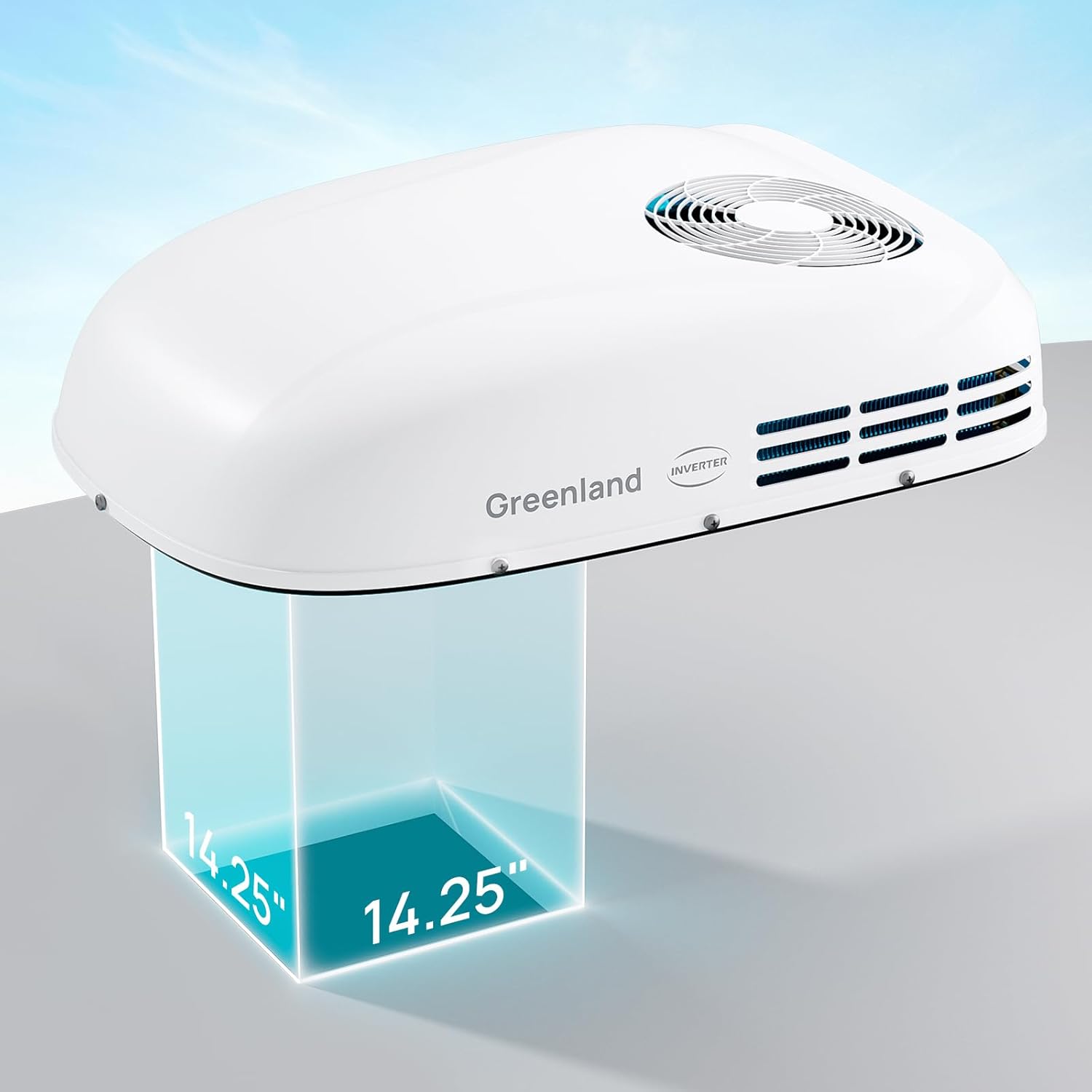 TURBRO Inverter 13.5K BTU RV Air Conditioner with Cooling and Heat Pump | Non-Ducted Low-Profile Rooftop Unit | Quiet Operation | WiFi & Remote Control | LED Atmosphere Light, White
