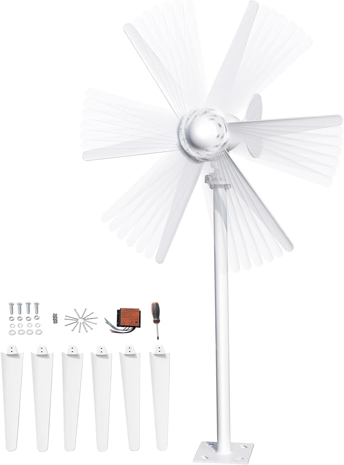 800W Wind Turbine Generator,12V/24V Wind Turbine Kit,6 Blade Professiona Wind Power Generator with Controller, Electromagnetic Power Wind Energy System for Home, Farm, RVs, Boats
