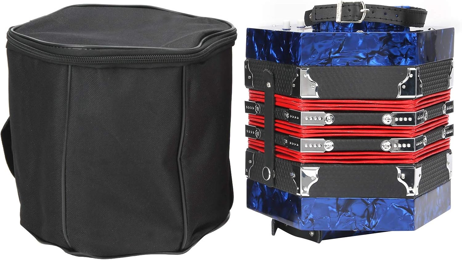 Professional Portable Concertina Accordion High End Elegant Ergonomic Design for Adults and Children (royal blue)