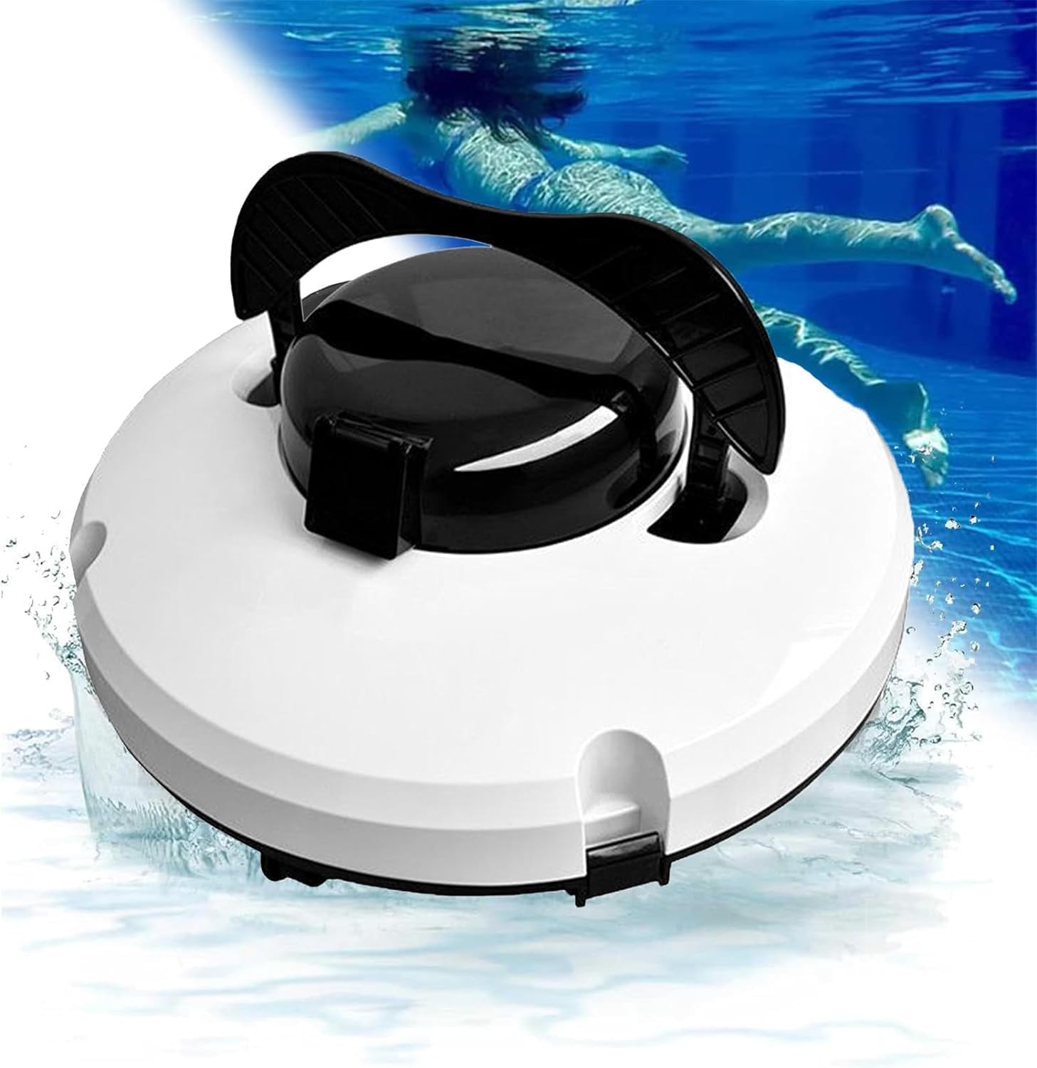 Cordless Robotic Pool Cleaner, Intelligent Cordless Pool Cleaners, Wall Climbing Pool Cleaning Robot, for Above Ground & In-Ground Pools, Fully Automatic Pool Vacuum Cleaner,White