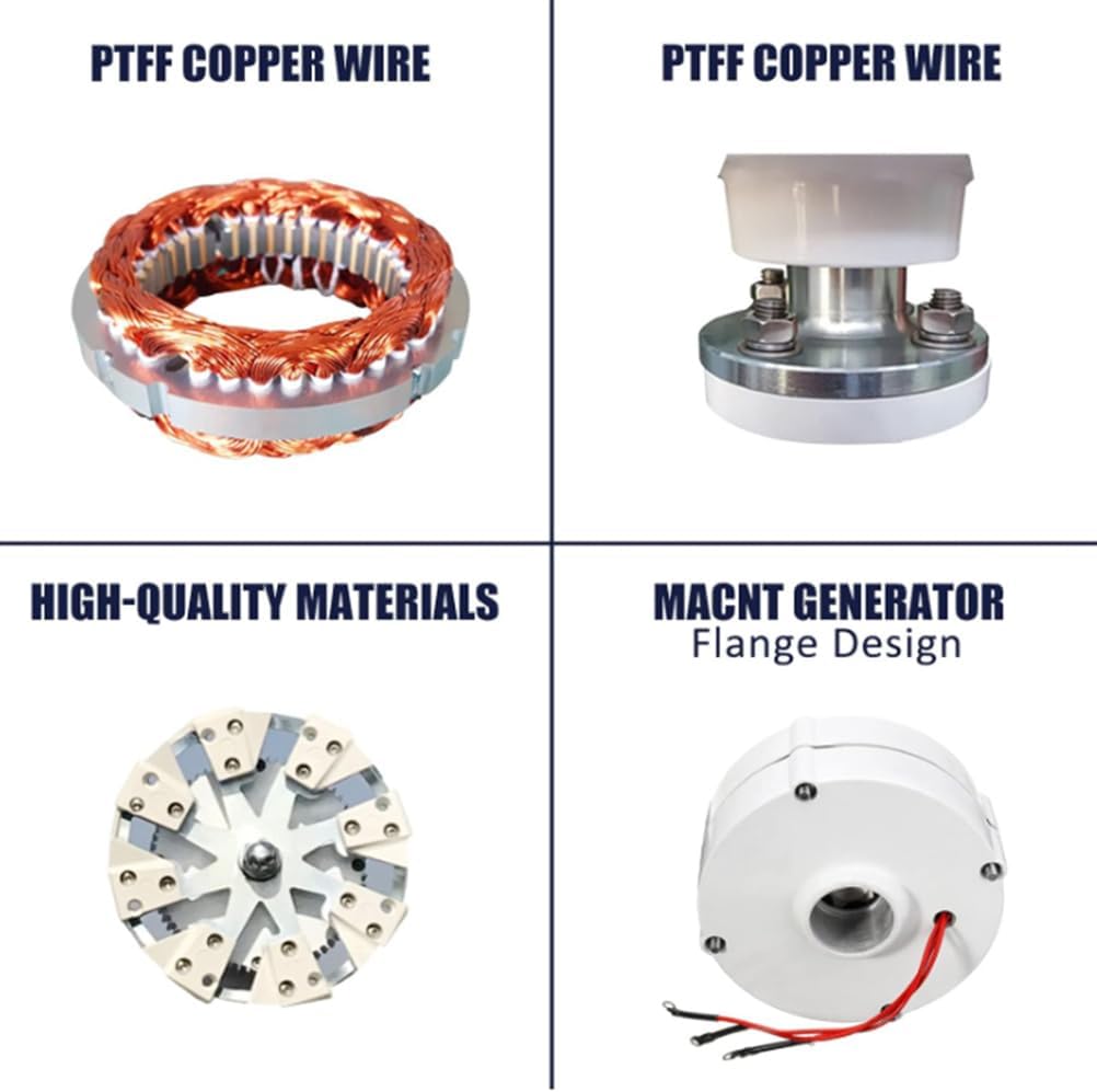 12V,HYZHANHONG 12V/24V/48V Horizontal Wind Turbine Generator 1000W Low Noise 8 Blades Wind Power Turbine Generator Kit 3-Phase AC Windmill with Controller