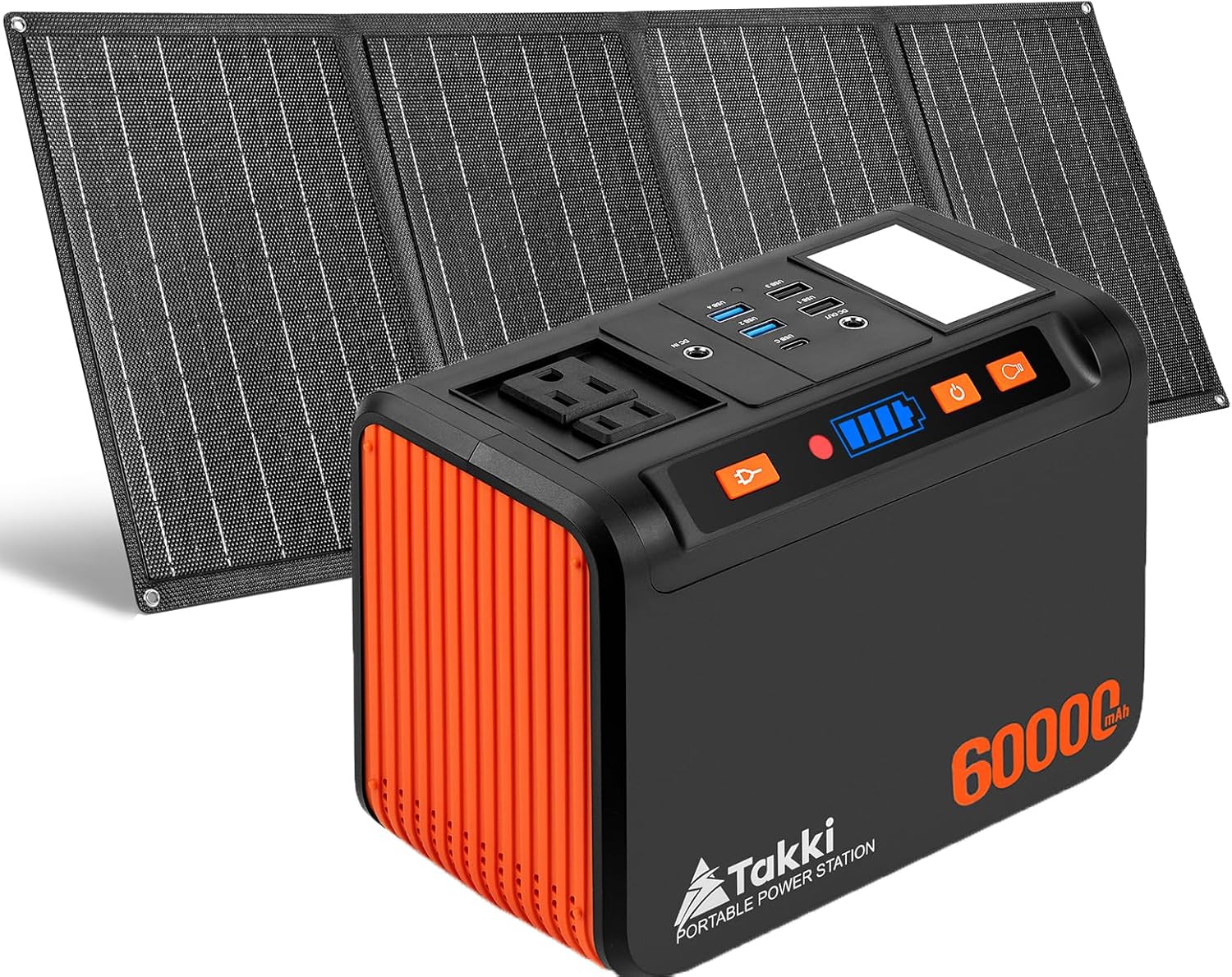 Takki Solar Generator 250W Portable Power Station with 40W Solar Panels 222Wh Pure Sine Wave Camping Lithium Battery Power Bank with AC 110V Outlet for Camping CPAP Home Use Emergency Outdoor