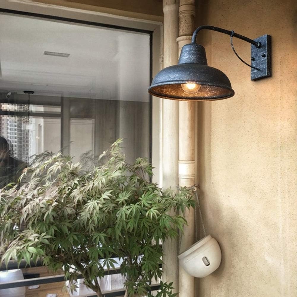 ICEMOB Nostalgic Industrial Retro Goose Neck Wall Sconce Barn Corridor Garage Lighting Outdoor Wrought Iron Waterproof Wall Lamp American Simple Exterior Door Light Garden Outdoor Anti-Balcony Garden