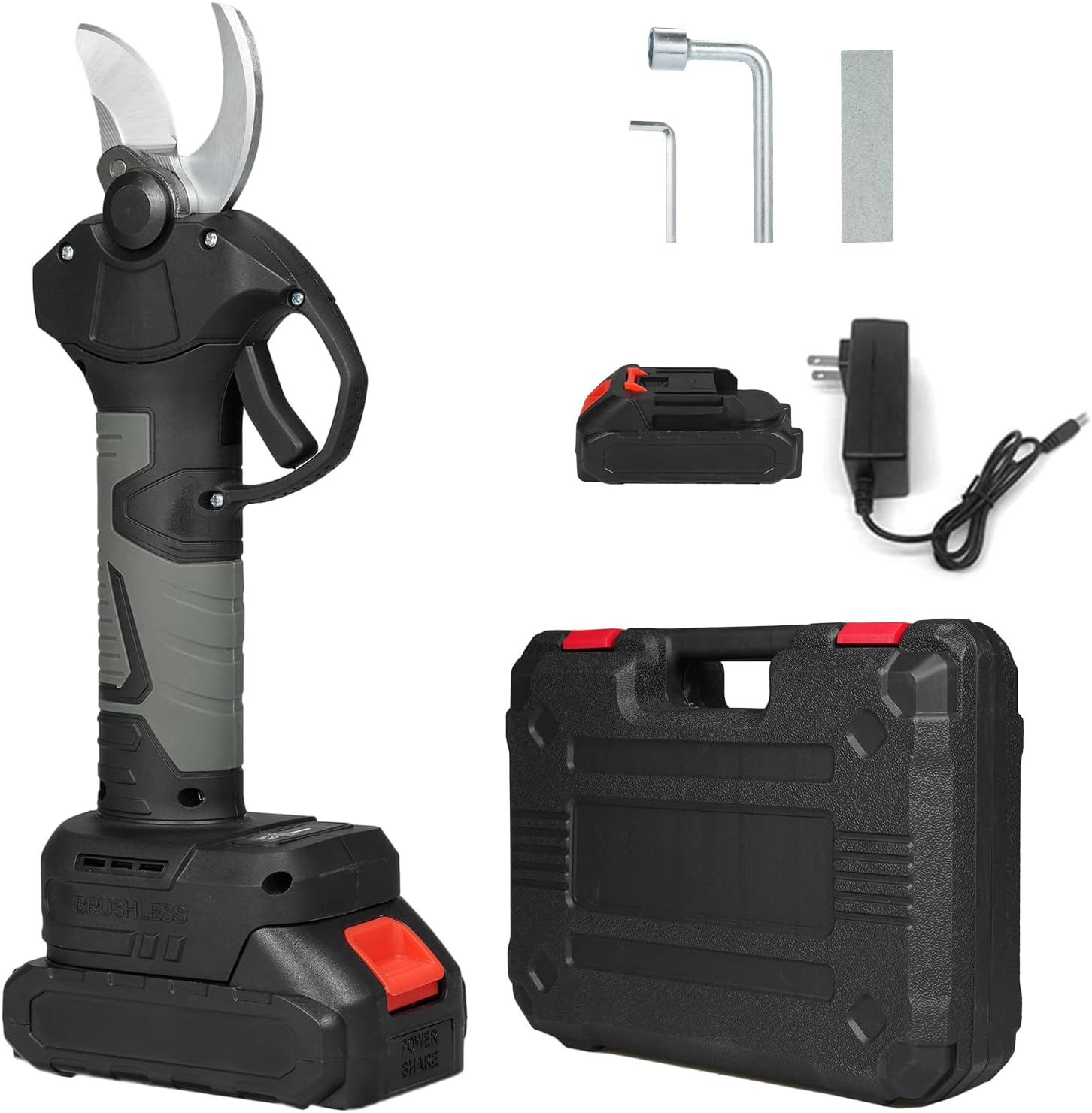 21V Portable Handheld Cordless Electric Pruning Shears with Carry Case Reable 2000mAh Lithium Battery & Powered Tree Branch Pruner Garden Clippers 30mm Cutting Diameter