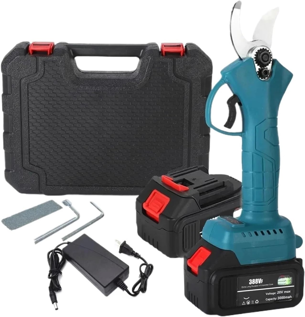 18V 4 Gear Cordless Pruner Shear Efficient Fruit Tree Bonsai Pruning Electric Tree Branches Cutter Compatible 18V Battery(Two Batteries)