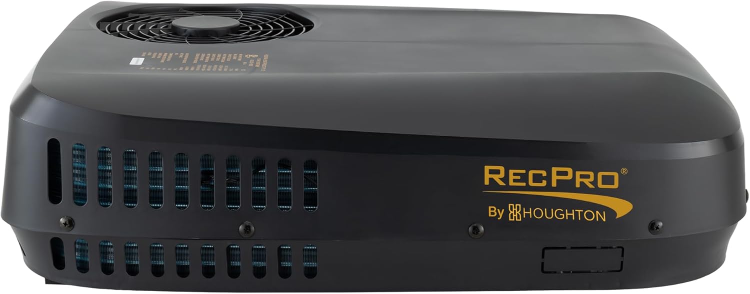 RecPro RV 48V Air Conditioner Non-Ducted Low Profile | With Heat Pump for Heating or Cooling | RV AC Unit (Black, 9.5K BTU)