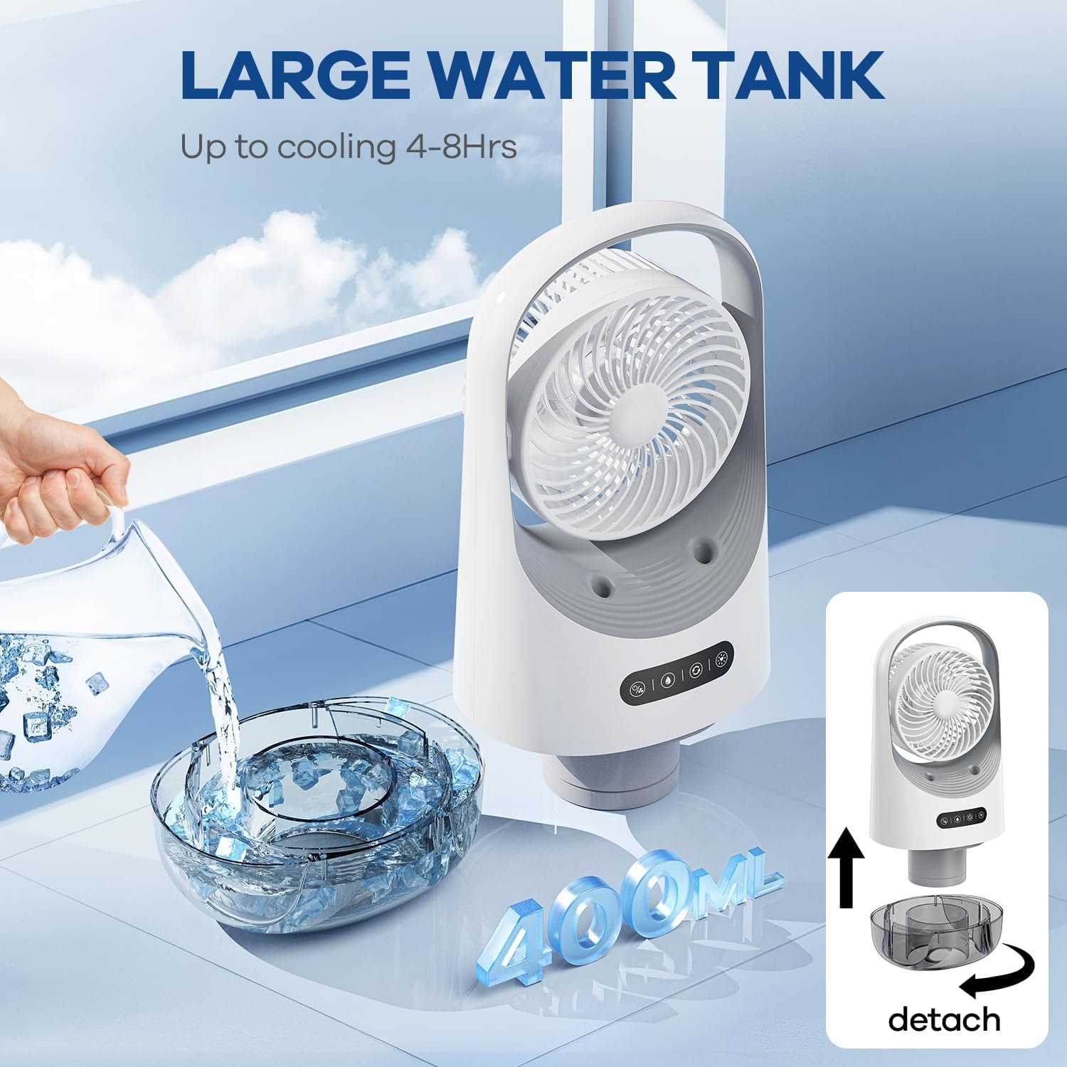 Portable Air Conditioners, 3 In 1 Personal Air Conditioner,3 Speeds USB Mini Air Cooler with 400ML Water Tank for Bedroom, Office, Living Room