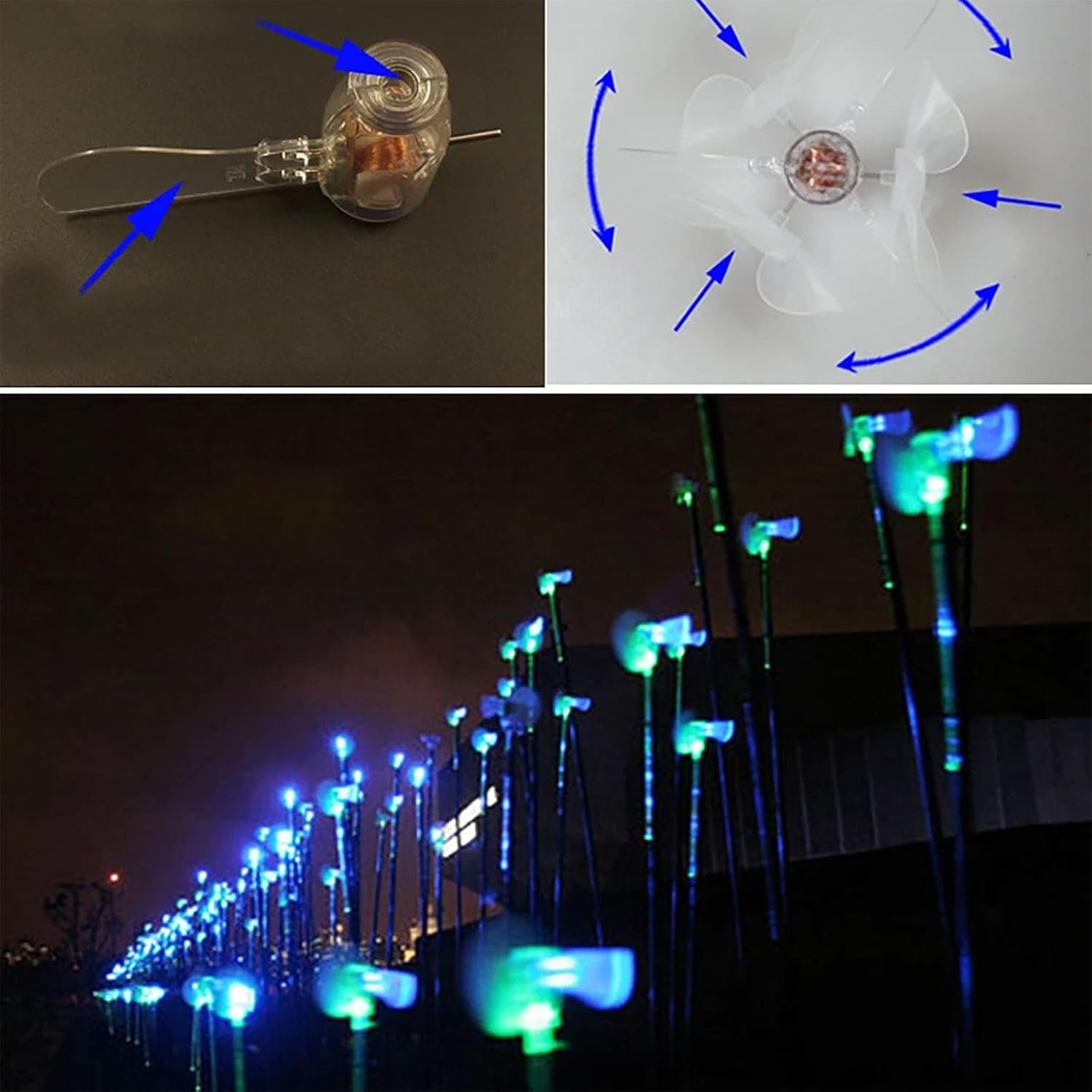 Micro Handheld Micro Wind Turbine Generator Model With 3 LED Lights – No-Base Mini DIY Windmill Lamp For Bike, E-Bike, Motorcycle & Outdoor Landscape Decor