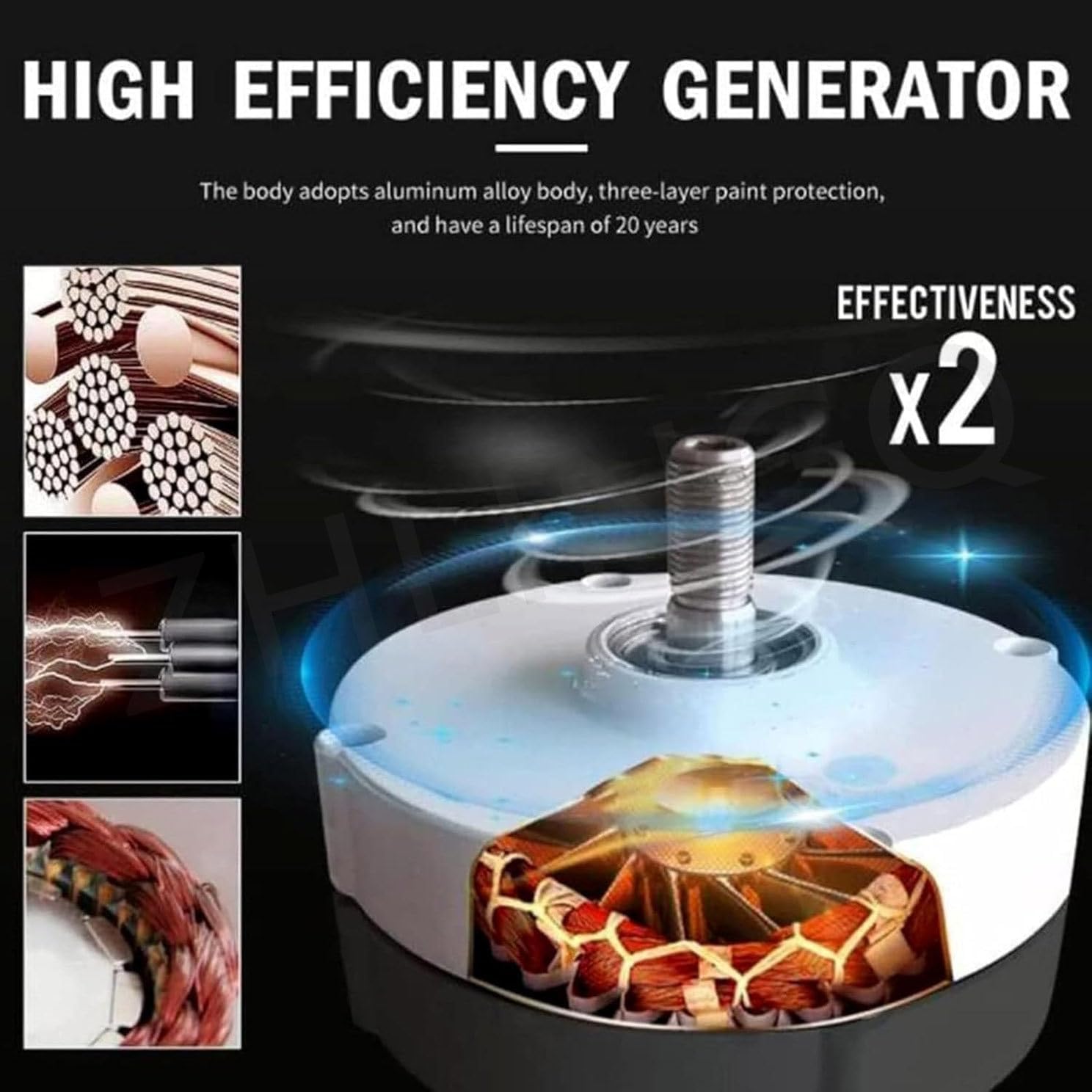 3000W 5000W 6000W 8000W 9000W 10000W Permanent Magnet Generator 12V 24V 48V Wind Turbine Generator Windmill Exercise Bike Hydro Turbine Electric Motor DIY Your Own Horizontal Wind Turbine,24V-10000W