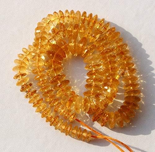 13 inch natural beads strand of 6-11mm faceted rondelle citrine gemstone beads for DIY jewelry - necklace, bracelet, earring, ring.