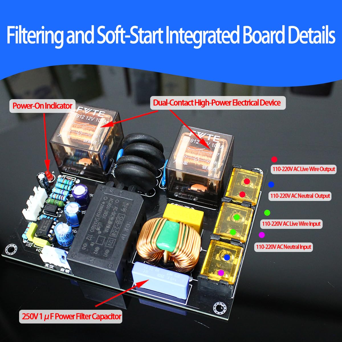 Integrated Soft-Start EMI Power Filter Module for Power Amplifiers (Finished Board)