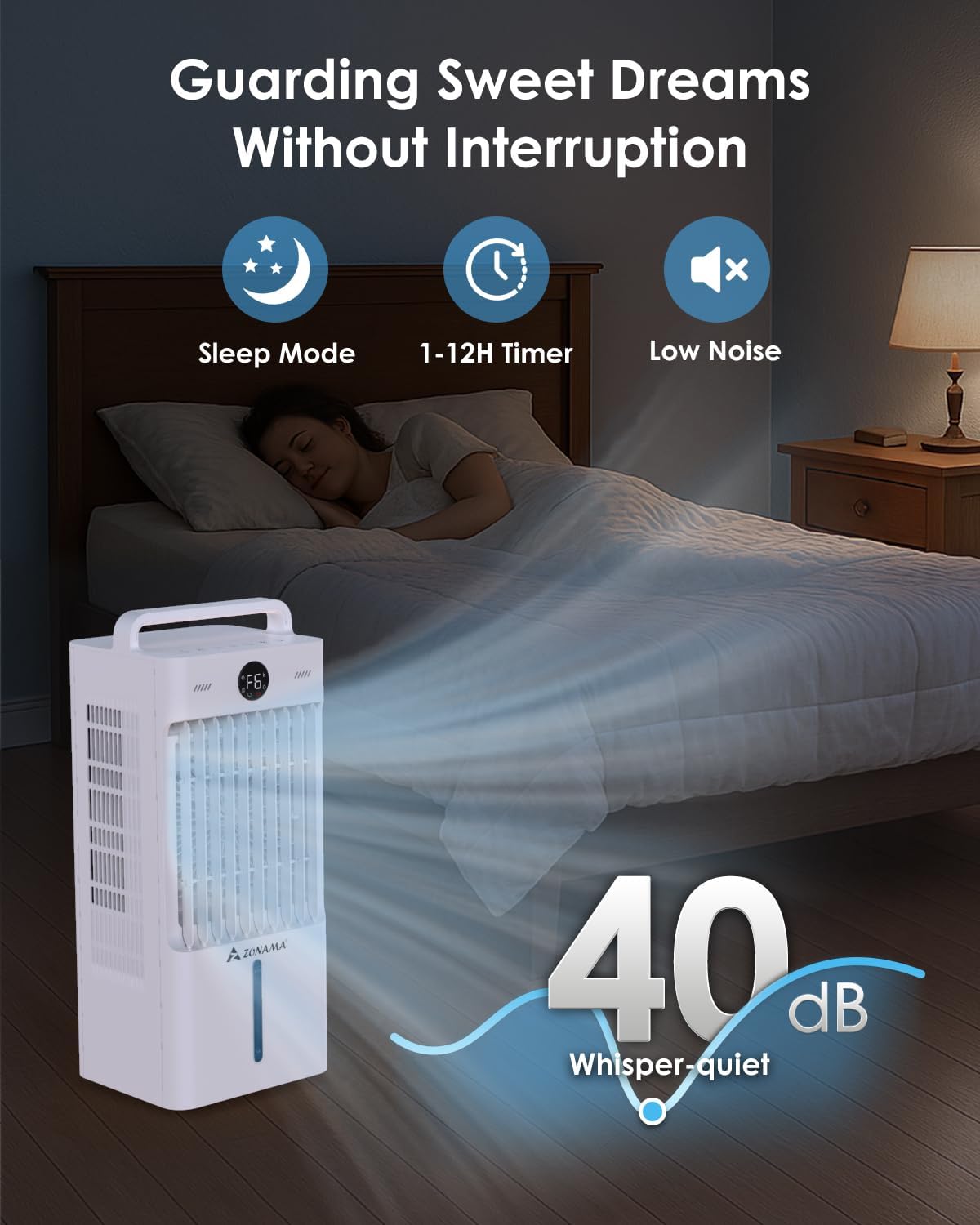 Windowless Portable Air Conditioners with Remote, 3-IN-1 Evaporative Air Cooler with Display, 2.64-Gal Tank for 10H Cooling, 3 Modes & 6 Speeds, 60° Oscillation, 12H Timer, Swamp Cooler for Indoors