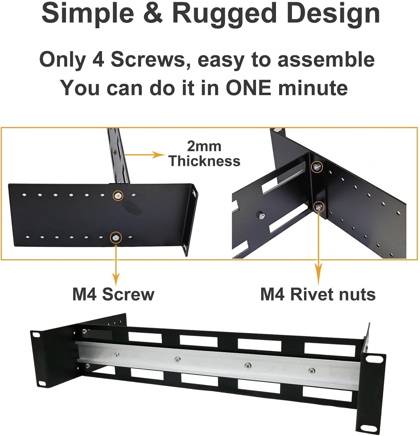 19 inch Rack Mount Din Rail Kit Depth Adjustable Rackmount Din Rail Chassis, Aluminum Rack Mount Bracket for 35mm Din-Rail Mounted Device Installed in 19” Rack or Cabinet