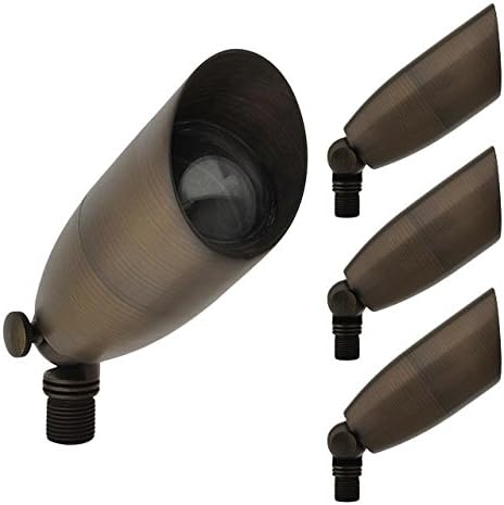 MarsLG BRS1 ETL-Listed Solid Brass Low Voltage Landscape Directional Spot Up Light in Antique Brass Finish with Ground Spike and Free MR16 LED Bulb (4-Pack), 36UL03BSx4