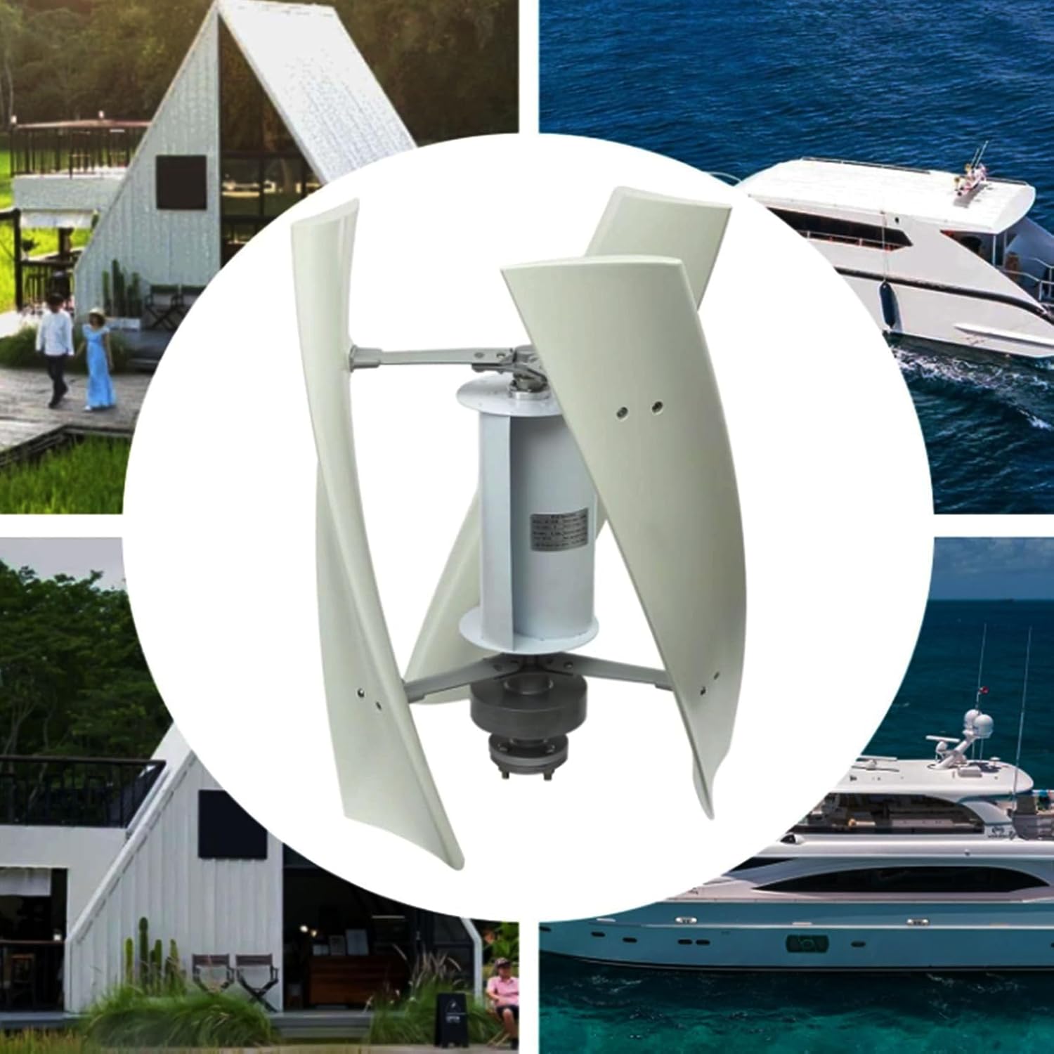 24v, 6000W 12V-220V Wind Turbine Generator Set, 3-Blade Permanent Magnet Suspension Vertical Axis Wind Turbine Generator with Controller, Suitable for RV, Cabin, Boat