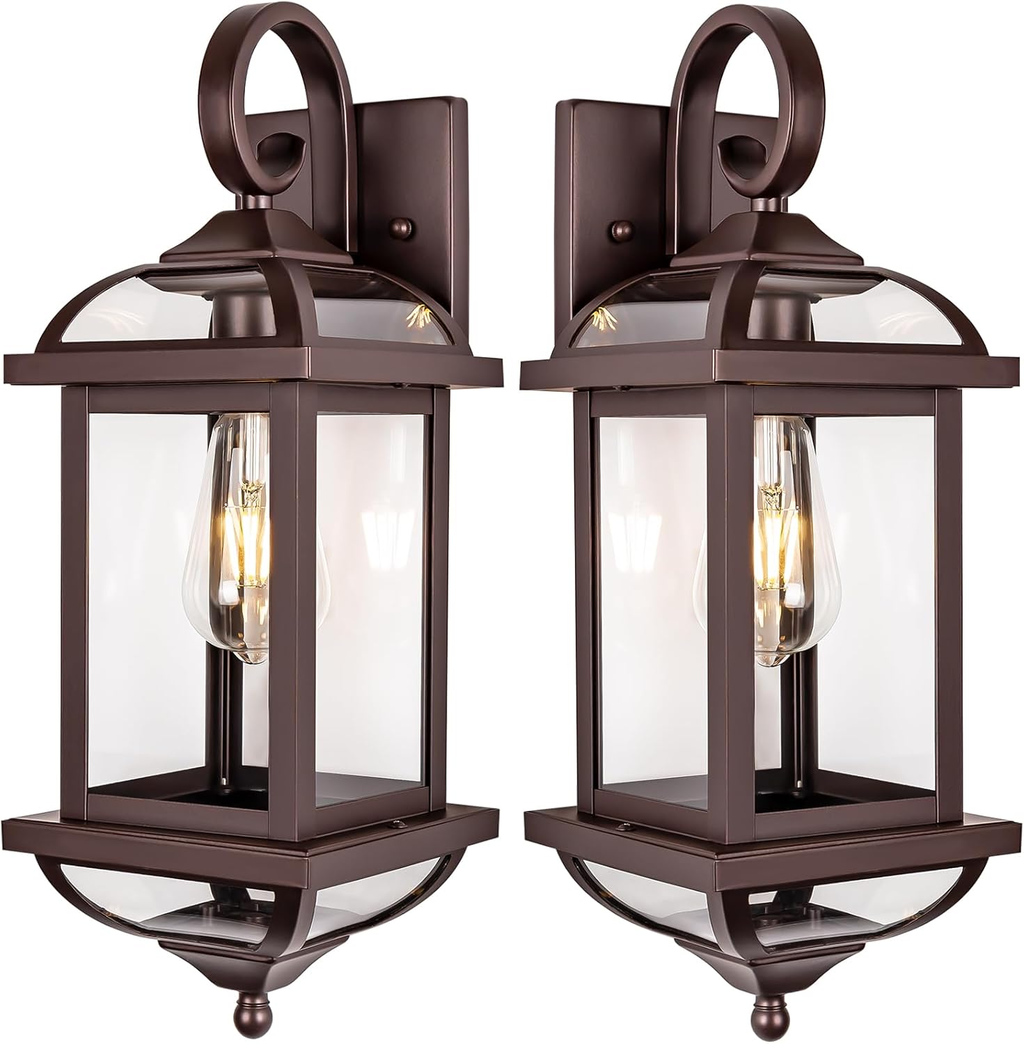 18” Large Outdoor Light Fixtures Oil Rubbed Bronze 2 Pack, Exterior Lights House Porch Lights Outside Sconces Anti-Rust Aluminum Patio Wall Lanterns Brown Wall Mount Lamps, IP65 Waterproof