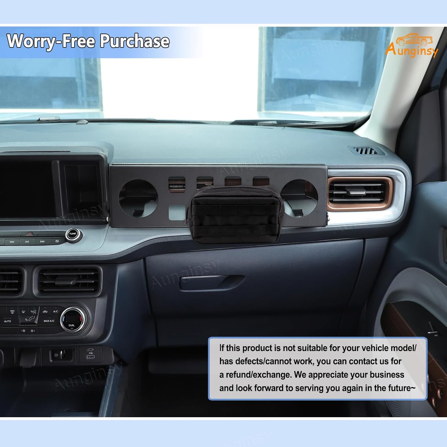 Car Passenger Storage Organizer Tray Compatible with Ford Maverick 2022-2024, Center Console Dash Co-Pilot Multifunctional Storage Rack Shelf Panel Foldable Mount Bracket Expansion Baffle Accessories