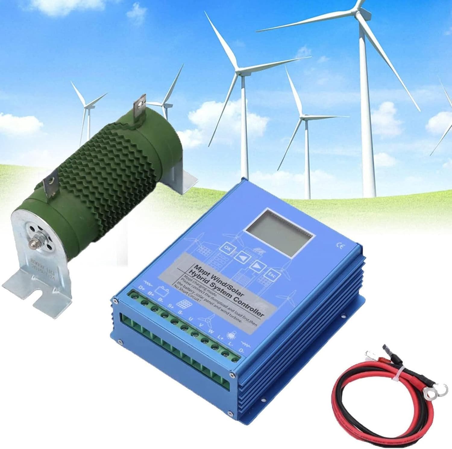 Wind Solar Hybrid Charge Controller,MPPT Booster Regulator, 12V/24V/48V for for Wind and Solar Power Boost Charge System with LCD Screen (12v 5000w)