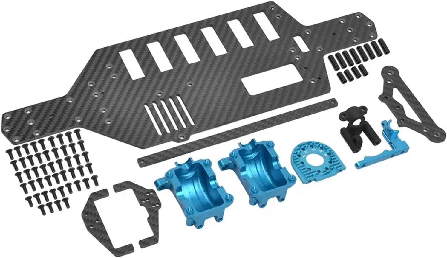 1/10 Carbon Fiber Lower Deck Chassis W/Diff Gearbox Case for Ta-Miya TT-02 TT02D TT02SRX TT02R RC On-Road Drift Car(Blue)