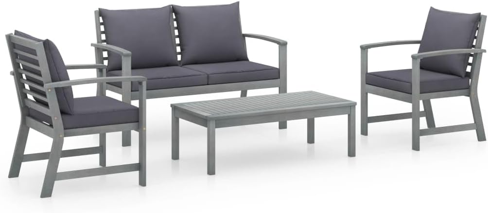 4 Piece Patio Lounge Set with Cushions Solid Acacia Wood,Rustic Acacia Wood Patio Lounge Set for Ultimate Comfort and Style Patio Furniture, Outdoor Furniture Sets