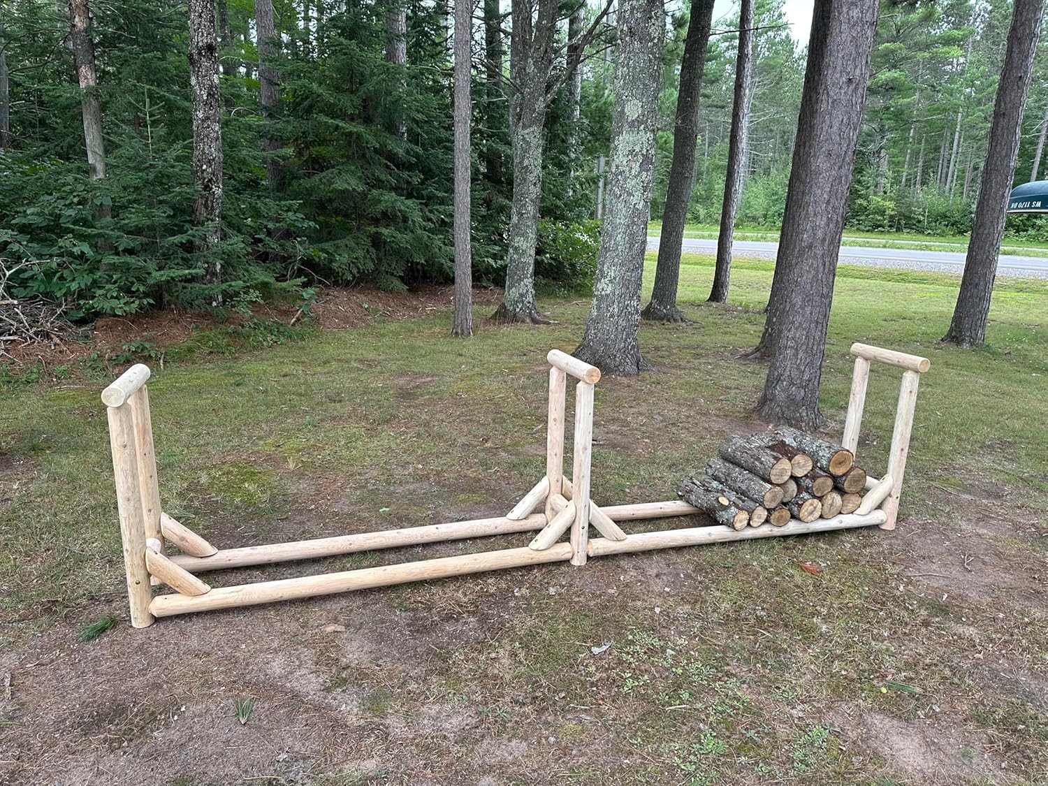 Heavy-Duty Firewood Rack for Outdoor Wood Storage – 12 ft. Natural Firewood Rack Outdoor Log Holder – Fire Wood Storage Racks, Keeps Woods Dry, Neat & Ready for Fireplace, Porch & Backyard Use