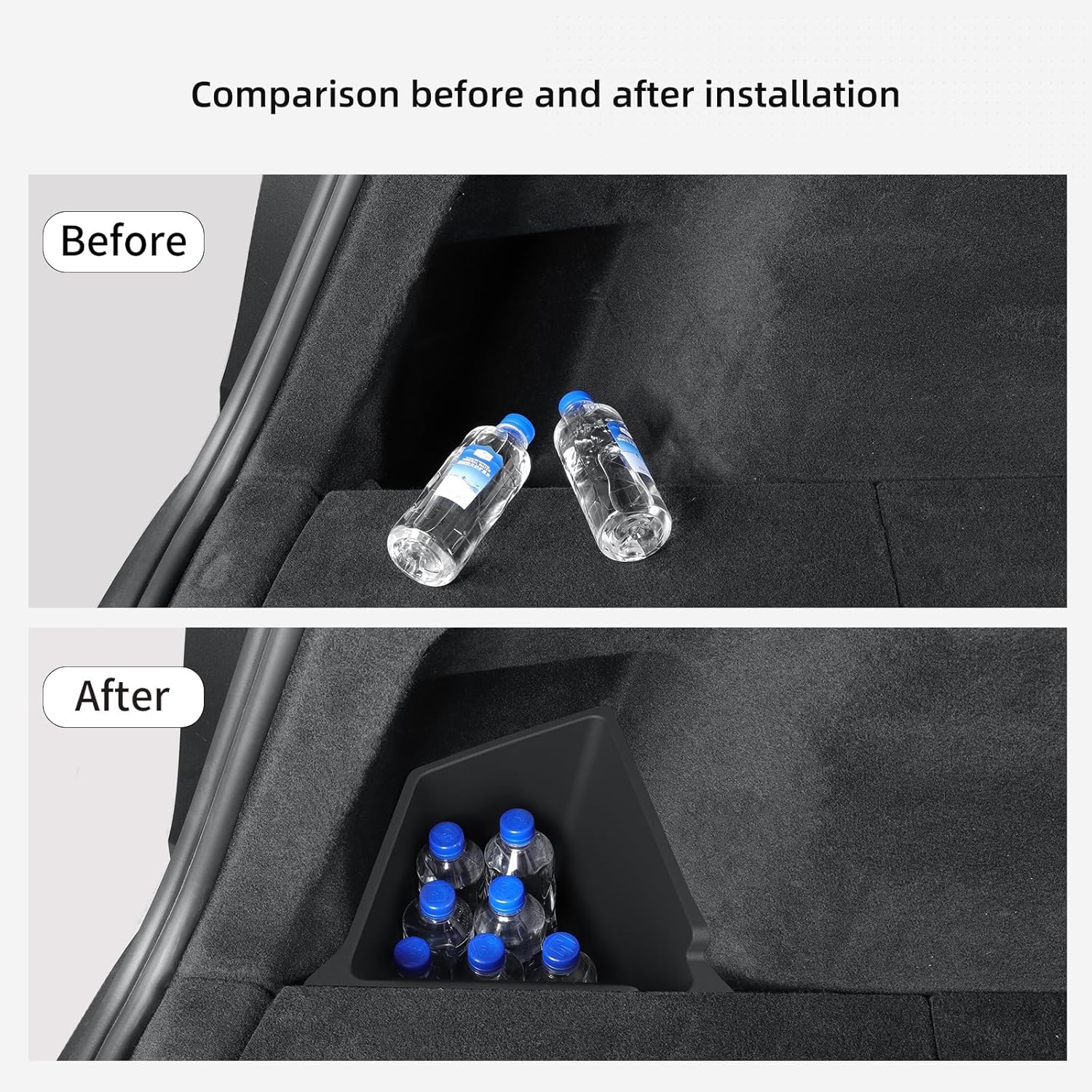 LUCKEASY Rear Trunk Storage Bins & Trunk Corner Up Storage Box for Tesla Model Y Juniper 2025 2026 Trunk Side Storage Box for Model Y Juniper 2025.03-Present Accessories Black TPE