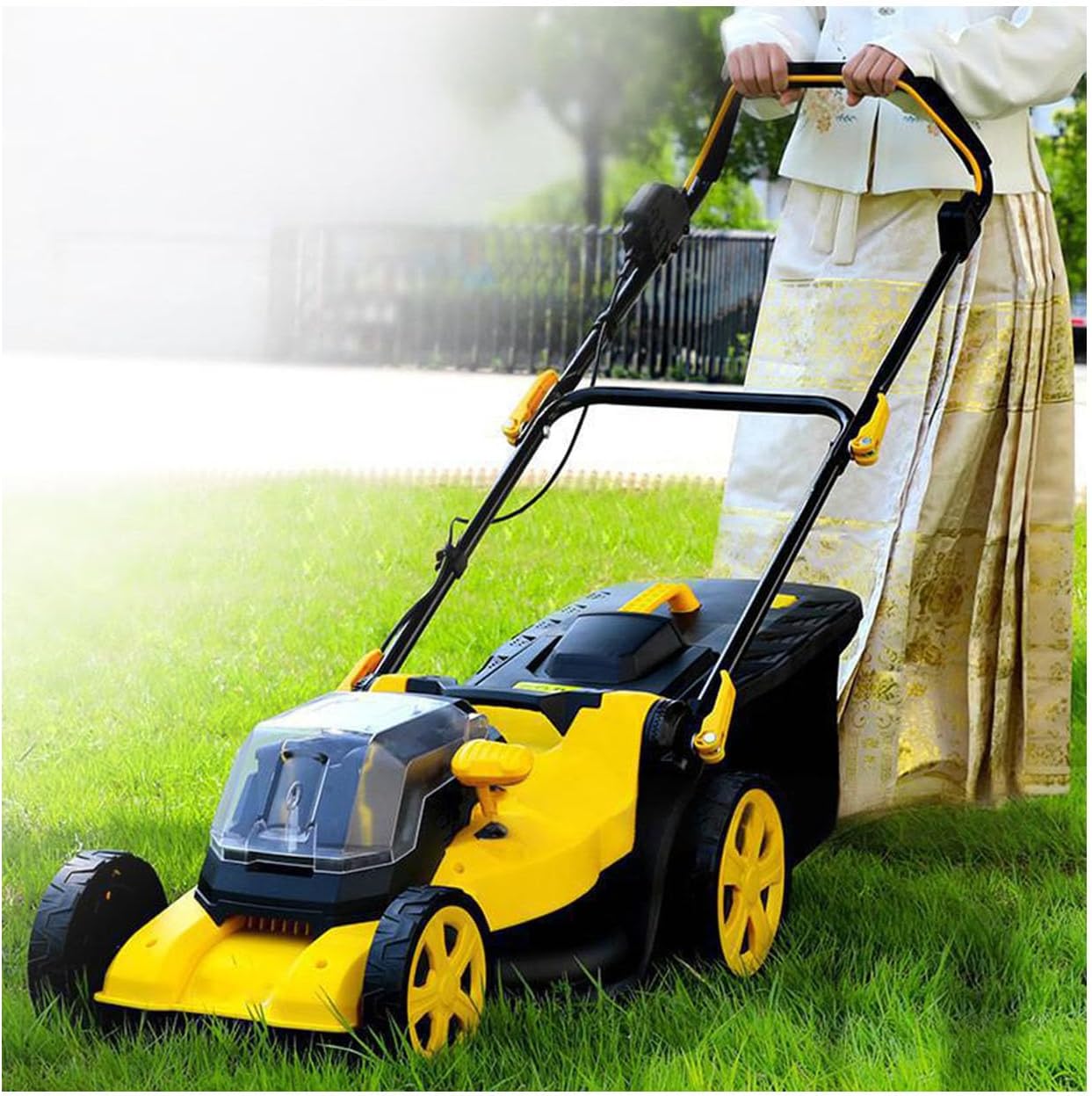 Electric Mower Cordless,Battery Operated Lawn Mower with 6 Adjustable Height 45L Collection Bag,80-Min Runtime Cordless Mower Brushless Motor