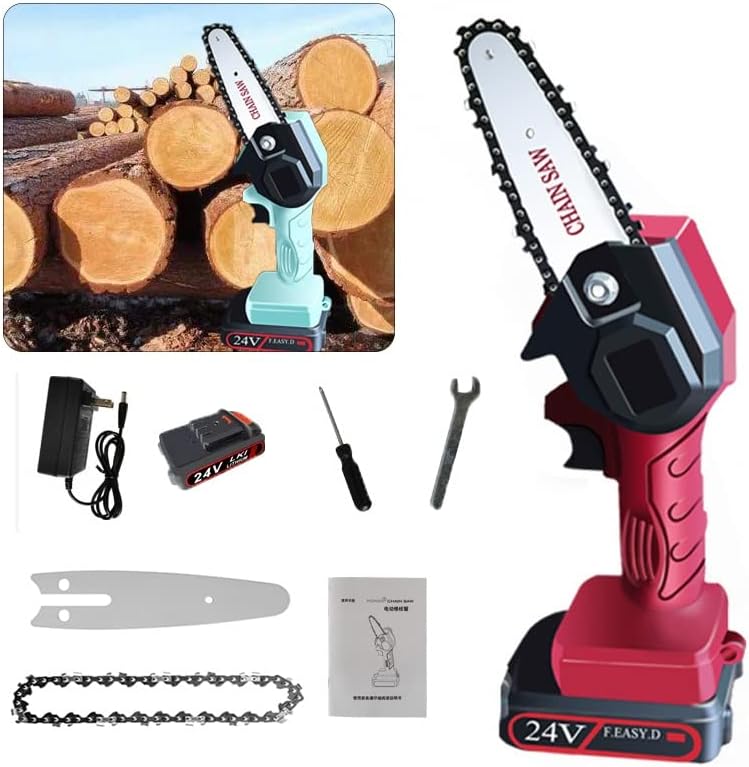 Mini Chainsaw with Battery,Mini Chain Saw,Handheld Chainsaw,Cordless Chainsaw with Charger,Cordless Battery Power, Portable Electric Chainsaw, Suitable for Gardening, Wood, Outdoor Camping