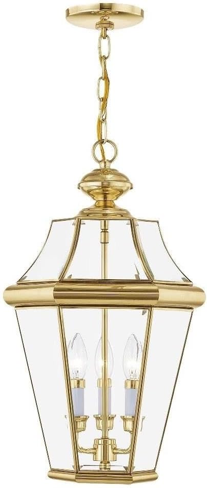 Livex Lighting 2365-02 Georgetown 3-Light Outdoor Hanging Lantern, Polished Brass