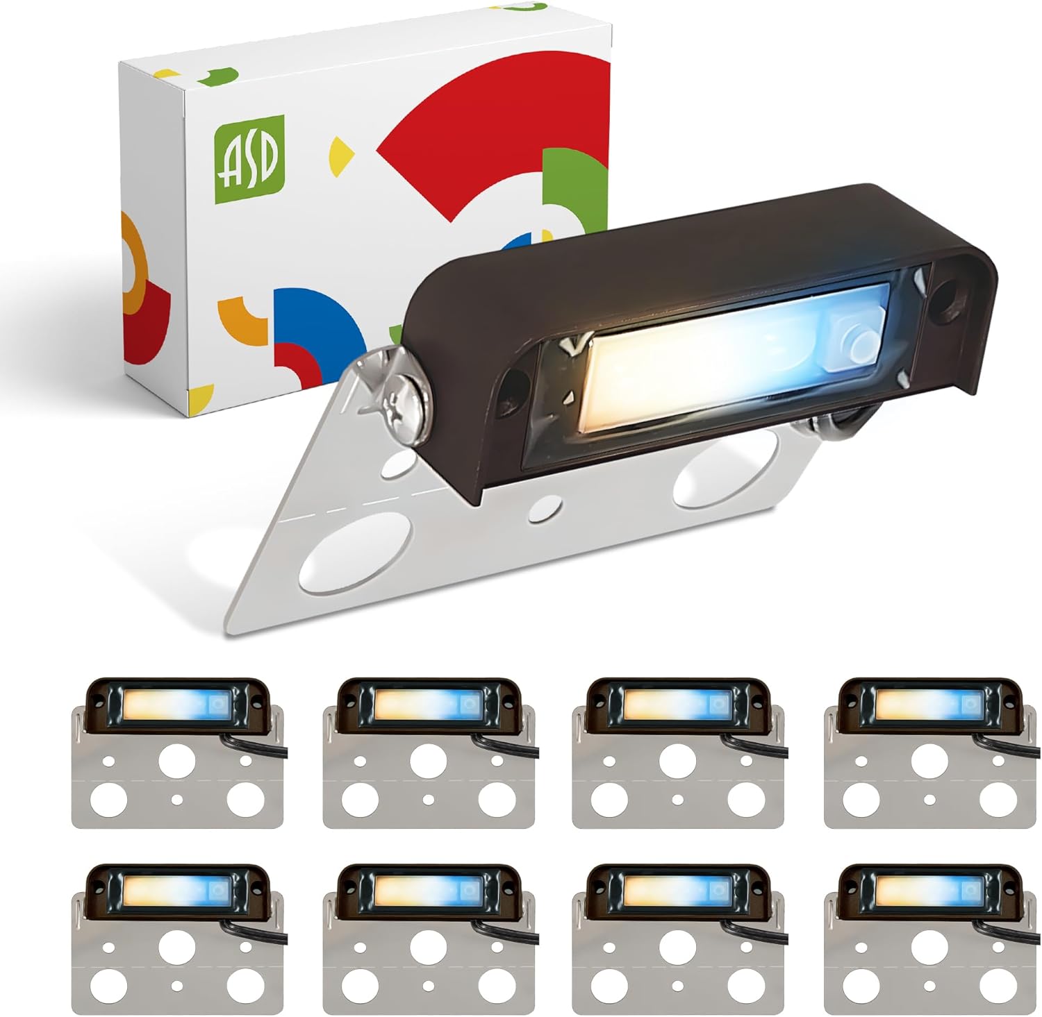 ASD LED 4 Inch Retaining Wall Light Fixture, Hardscape Paver Lighting | 5CCT, Low Voltage, Swivel, Waterproof, ETL Listed | 2W 130LM 2200K-5000K 12V | Landscape Step Illumination | Bronze, 8 Pack