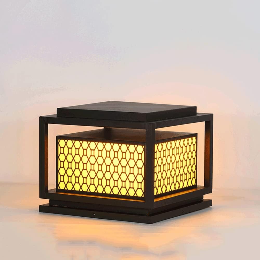 Post Lights Outdoor,Modern Solar Pillar Light Imitation Marble Outdoor Garden Light Landscape Light IP55 Waterproof Fence Light Villa Gate Pillar Light LED Night Security Lighting Fixture