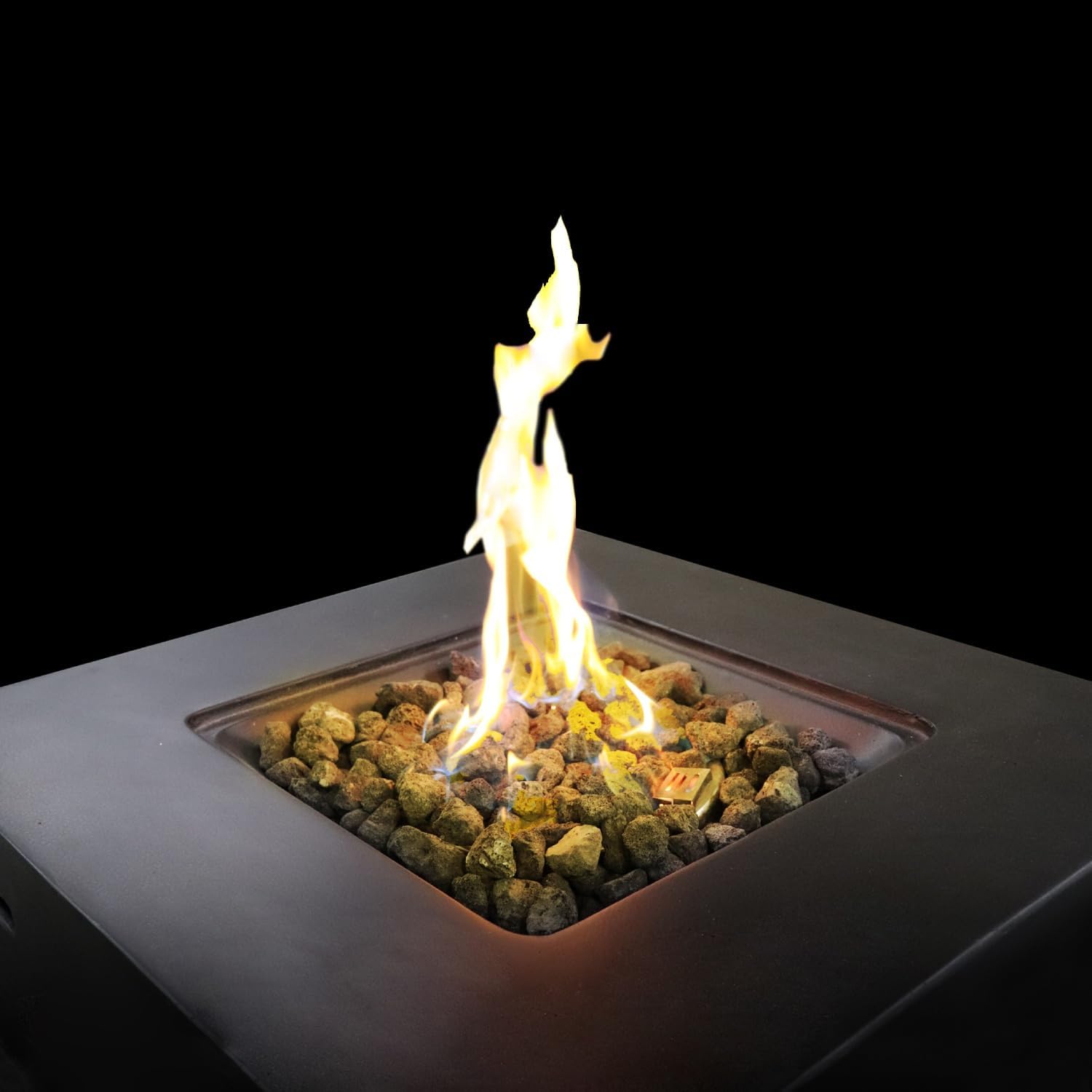 Penau Fiber Reinforced Concrete Fire Pit Table with Propane/Natural Gas, 40,000 BTU, Modern Charcoal Design, Weather-Durable, No Assembly Required