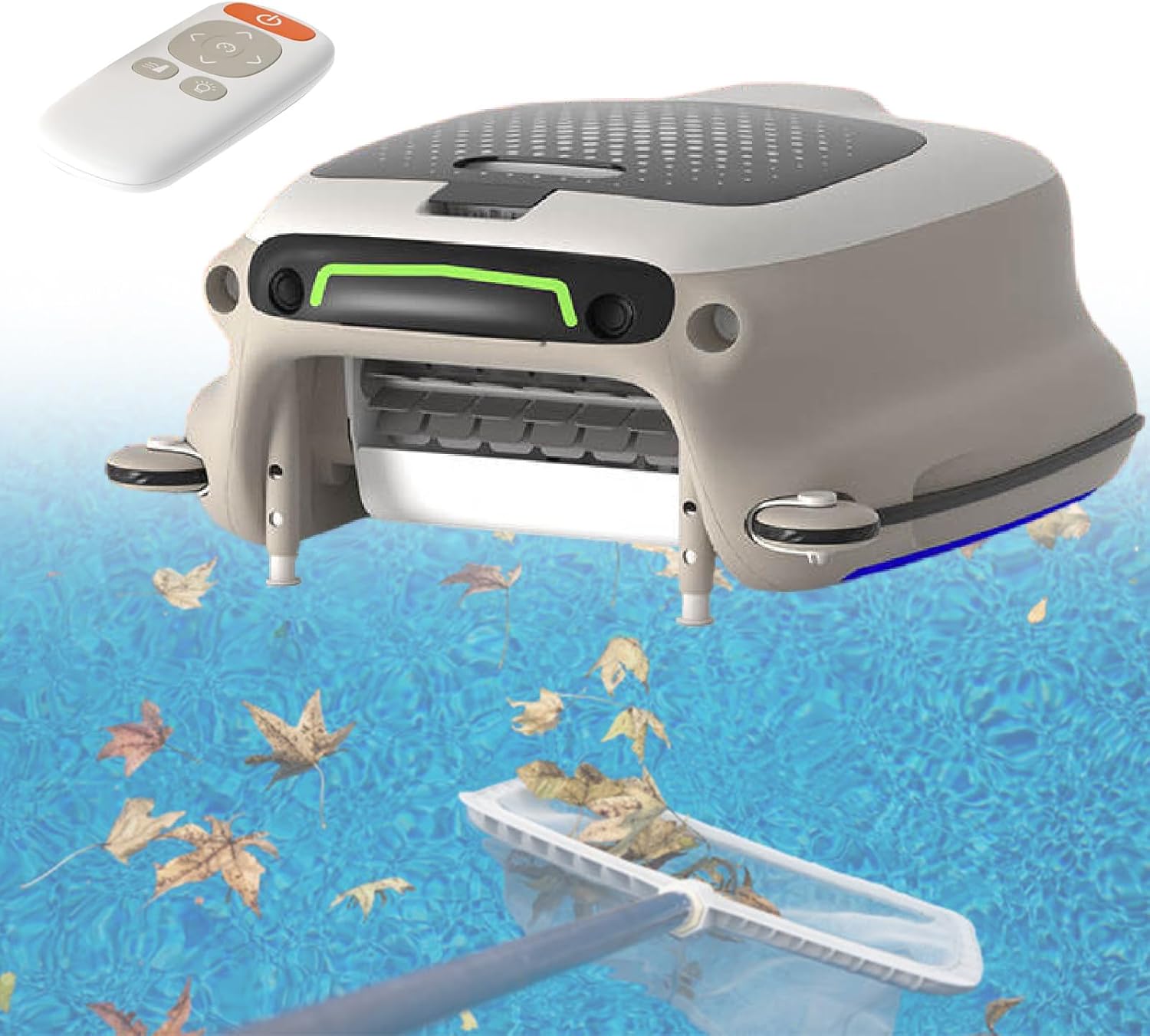 Automatic Pool Skimmer Cleaner Robot, Pool Skimmer Basket Cleaner Robotic with Automatic Obstacle Avoidance, 2000sq.ft 180umFilter, for Home Use