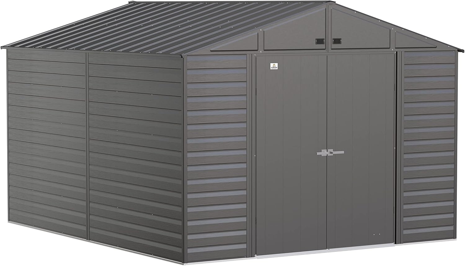 Arrow Select 10' x 12' Outdoor Lockable Steel Storage Shed Building, Charcoal
