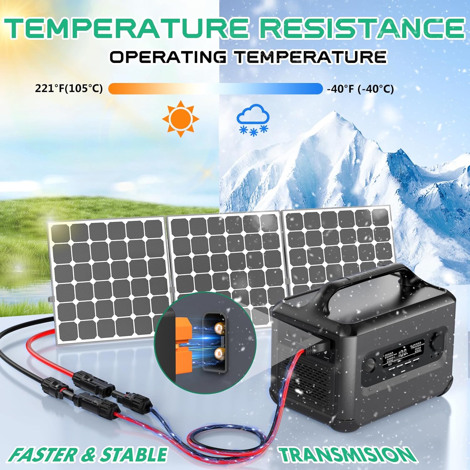 10AWG XT60i Solar Cable 50FT, XT60i Cable to Solar Connector, Solar Panel Connector to XT60i Extension Cable, XT60i Solar Charging Cable for Portable Power Station