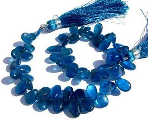 13 inch natural beads strand of 7x5-8x6mm smooth pear apatite gemstone briolletes beads for DIY jewelry - necklace, bracelet, earring, ring.