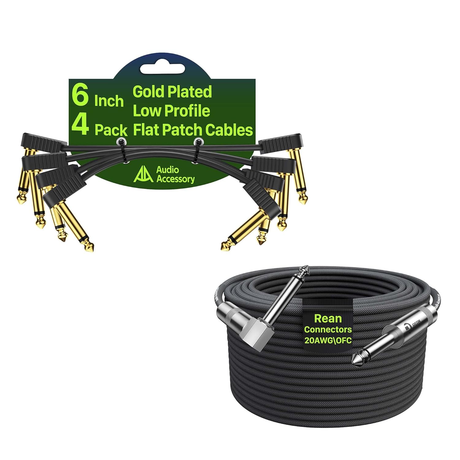 Guitar Patch Cables 6 Inch 4 Pack with Guitar Cable 100 ft