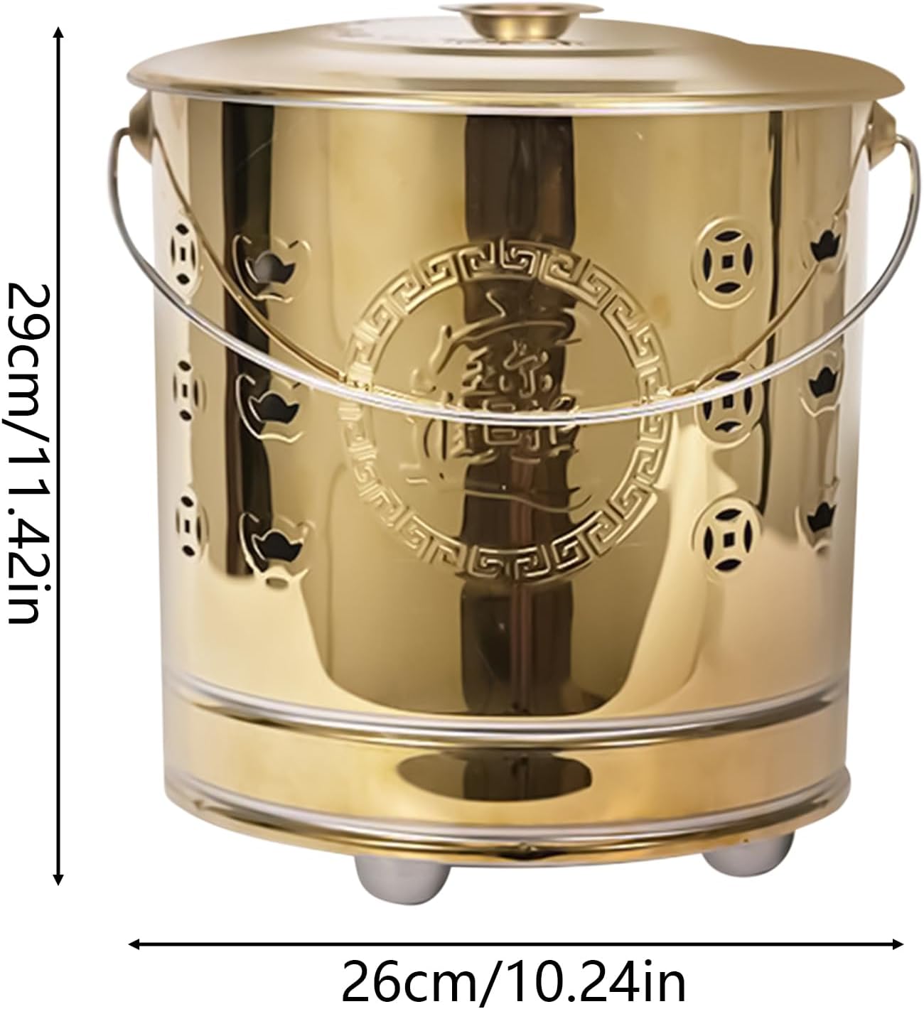 Burn Barrel, Burn Pit, Stainless Fire Bucket, Ventilated Metal Build with Cover Liner and Hook, Supports Controlled Burning for Yard Beach Balcony Tasks, Container for Wood Trash Garden Use