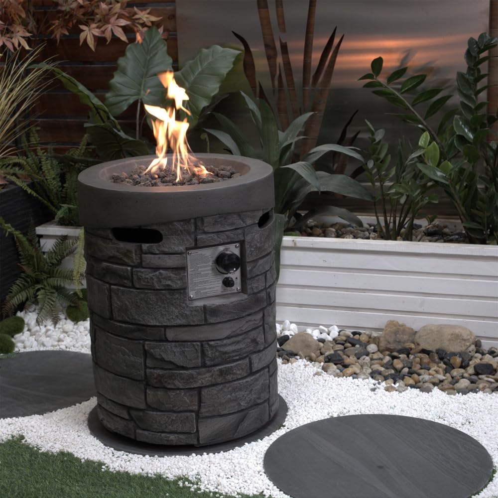 32000 BTU, CSA Certification Diameter 20 Inch Round Outdoor Gas Fire Pit,Contain 2.5kg Lava Stone and Rainproof Cover,Suitable for Outdoor Garden
