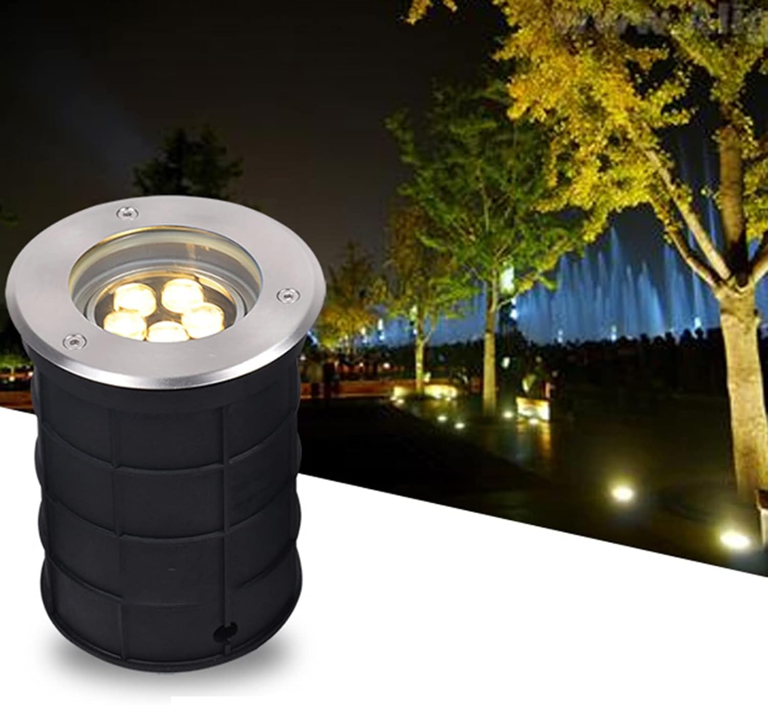 Adjustable LED Underground Lights - 30W Low Voltage AC24V Waterproof IP67 In-Ground Landscape Lighting for Patios, Paths & Stone Walls - Yellow Outdoor Buried Lamps