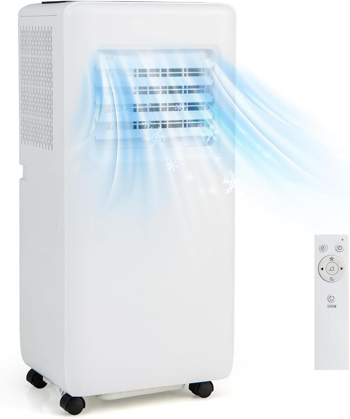 GOFLAME 8000 BTU Portable Air Conditioner, 3-in-1 Floor Air Cooler w/Remote Control, LED Digital Display, Ambient Lighting, 1-24H Timer, Window Installation Kit, AC Unit for Rooms Up to 250 Sq.Ft