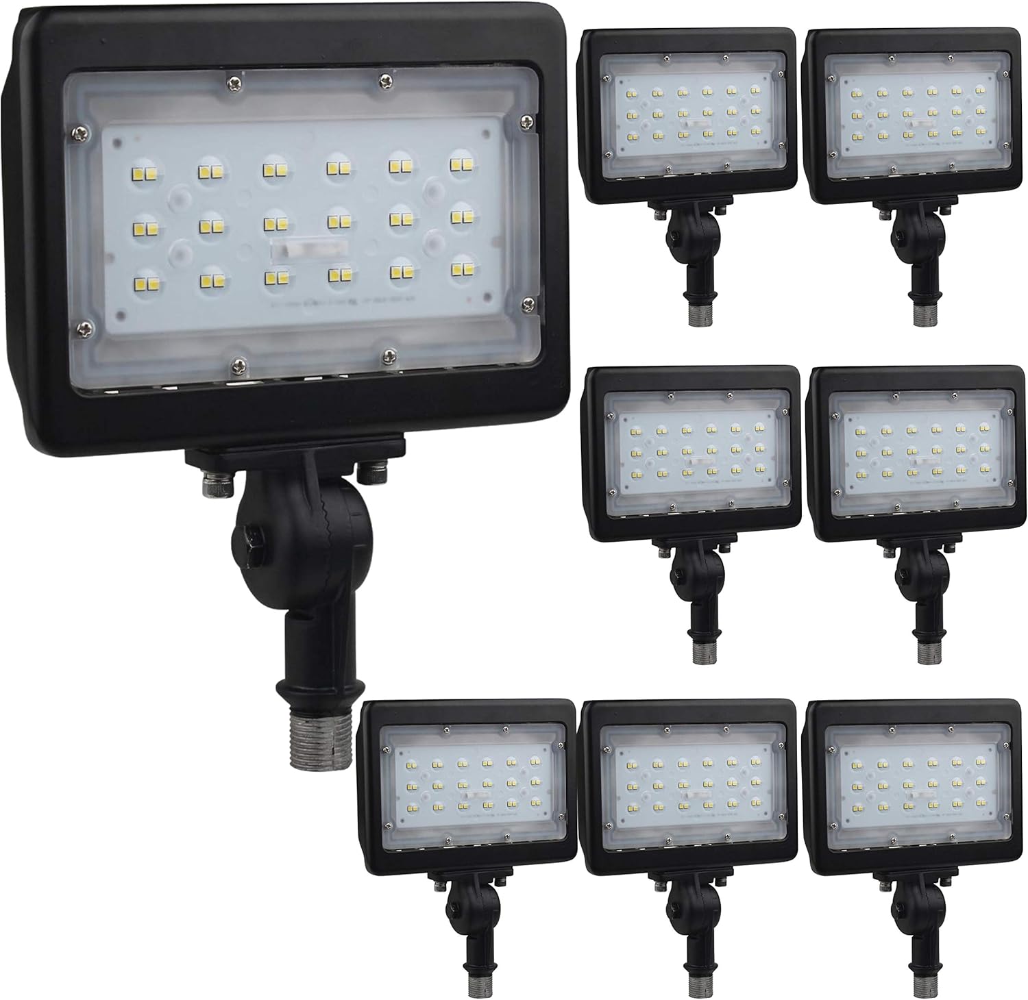 Satco (8 Pack), Part Number: 65-534, Outdoor Lighting, Flood & Security Lights LED Medium Flood Light; 30W; 3000K; Bronze Finish Waterproof for Patio, Yard, Garage, and Parking Lots