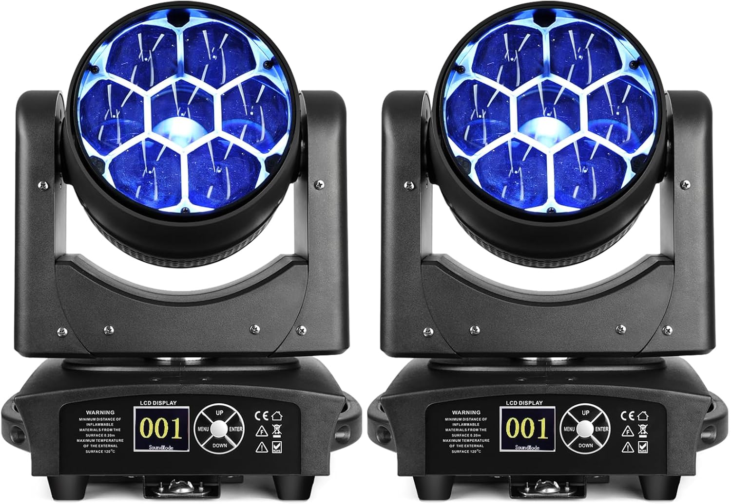 BETOPPER Moving Head Light 7x40W RGBW Beam/Wash/Zoom/CTO Effect Bee Eye LED Stage Lighting Spot Lights with Sound Activated for DJs, Bars, Christmas, and Home Party Lighting,2 Packs