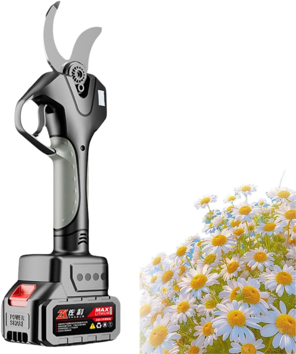 Electric Pruning Shears Thick Branches, Cordless Pruning Shears, Cordless Tree Pruner, Long Battery Life, 5m high Pruning, Tree Trimming Branch Cutter Bush 银色开口6.0厘米+电池